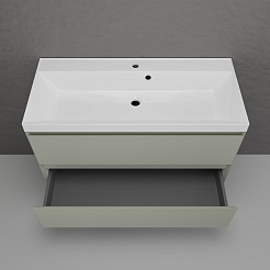 Style Line Тумба с раковиной Манхэттен 100 Plus подвесная эмаль олива матовая – фотография-5